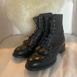 ARIAT Boots Womens Sz 6.5 Heritage Black Leather Western Style Lace Up